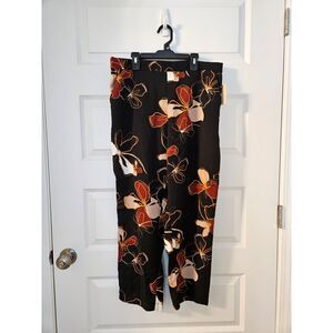 14th & Union Size L Floral Printed Pants Black